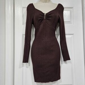 Elegant Brown  Long Sleeve Dress